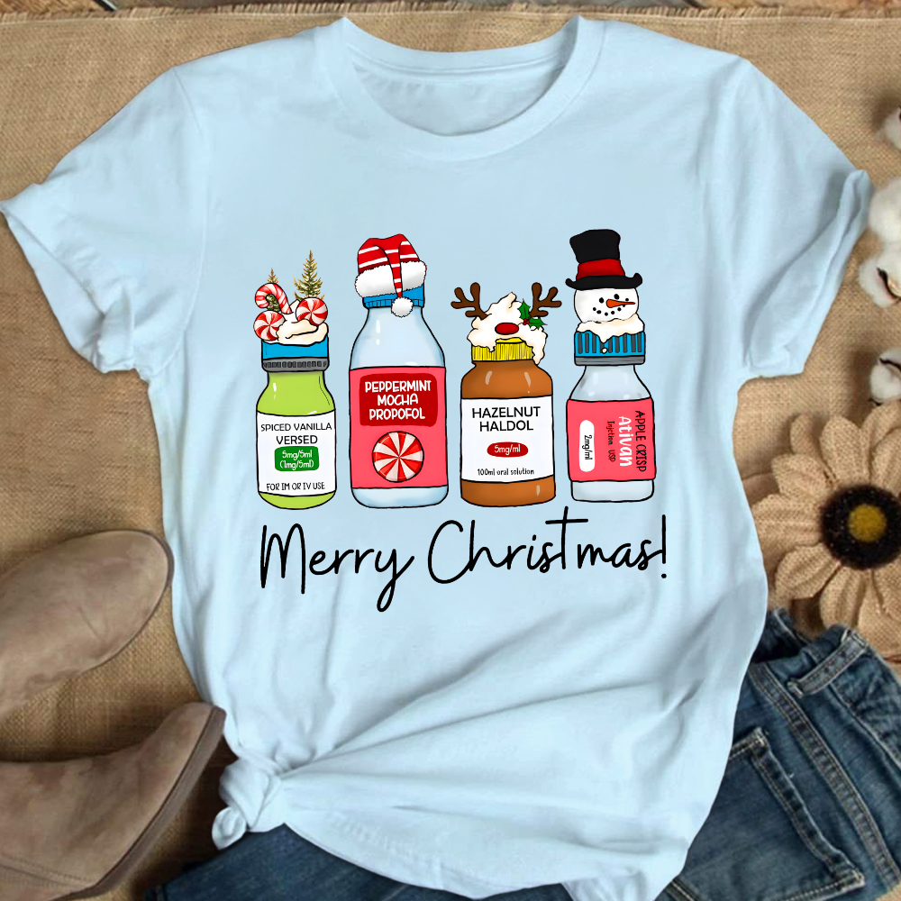 Merry Christmas Pharmacy Cotton Nurse T-shirt