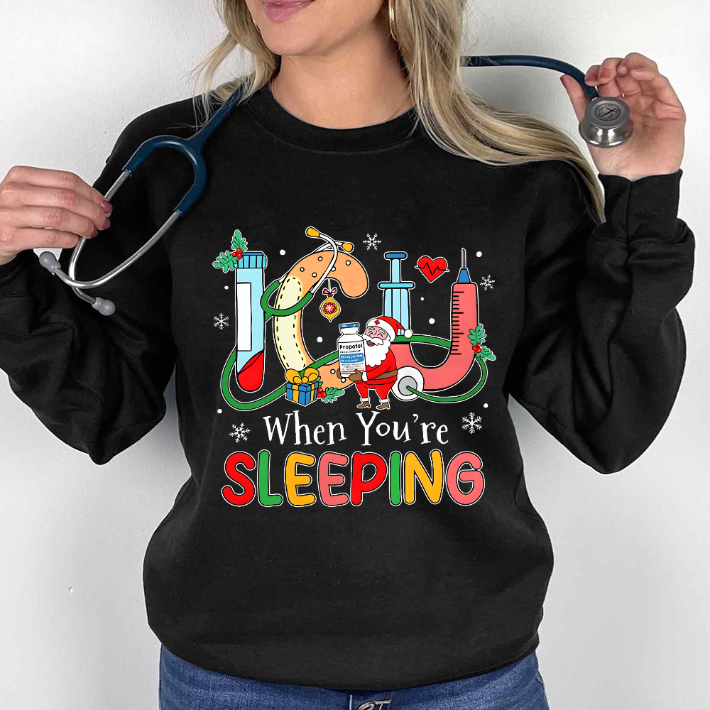 ICU When You're Sleeping Cotton Pullover Sweatshirt