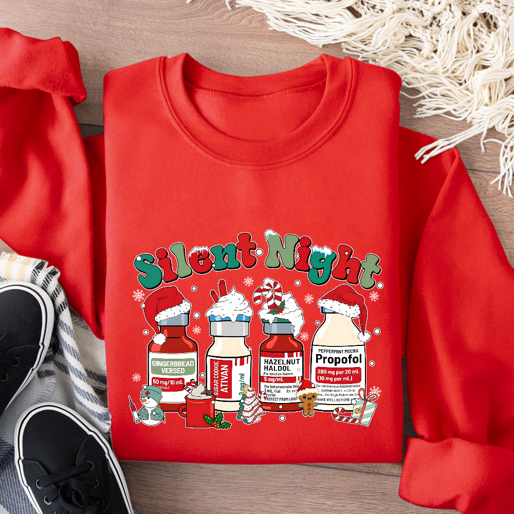 Santa's Helpers Silent Night Cotton Pullover Sweatshirt