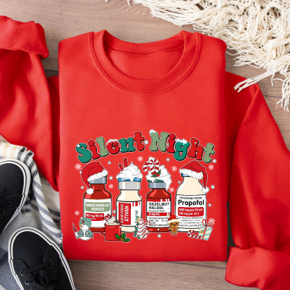 Santa's Helpers Silent Night Cotton Pullover Sweatshirt