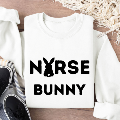 Nurse Bunny Cotton Pullover Sweatshirt