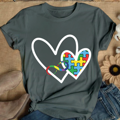 Autism Colorful Heart Cotton Nurse T-shirt
