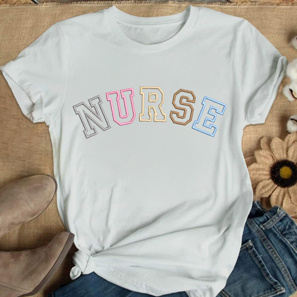 Embroidered Nurse Cotton Nurse T-shirt