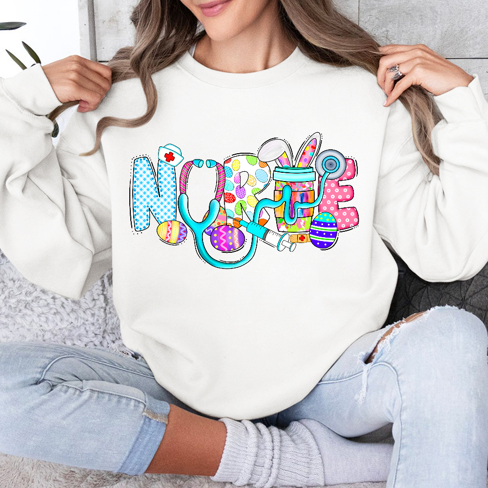 Easter Gnomes Cute Bunny Cotton Pullover Sweatshirt