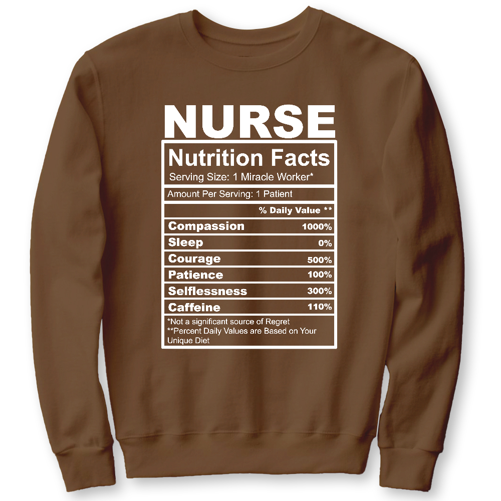 Nurse Nutrition Facts Cute Gift For Nurse Cotton Pullover Sweatshirt