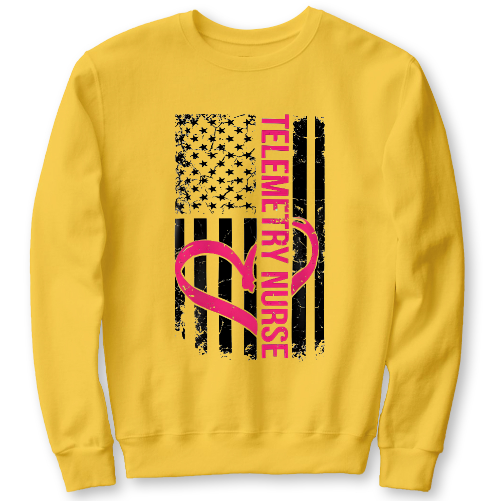 Telemetry Nurse Flag Cotton Pullover Sweatshirt