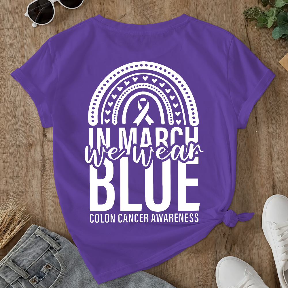 In March We Wear Blue Double-Sided Cotton Printed T-Shirt