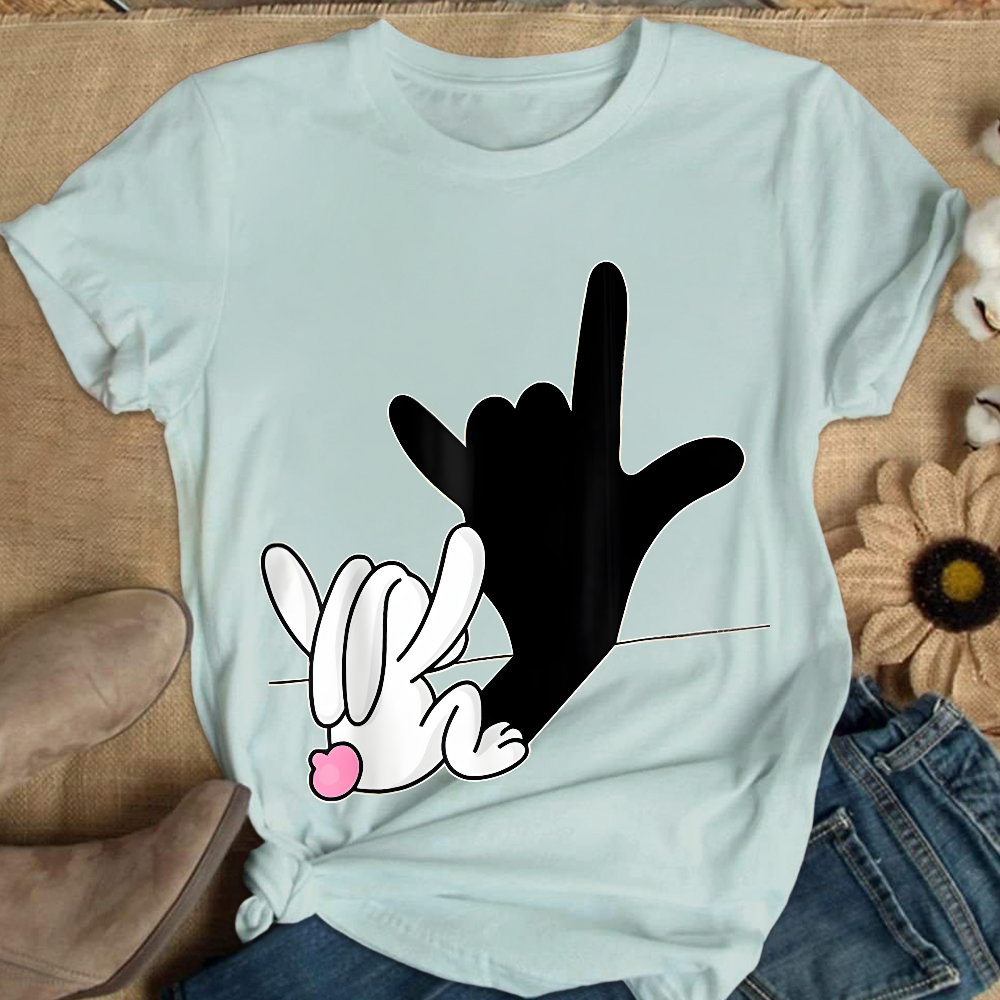 Cute Bunny Powerful Message Sign Language Gift Cotton Nurse T-shirt