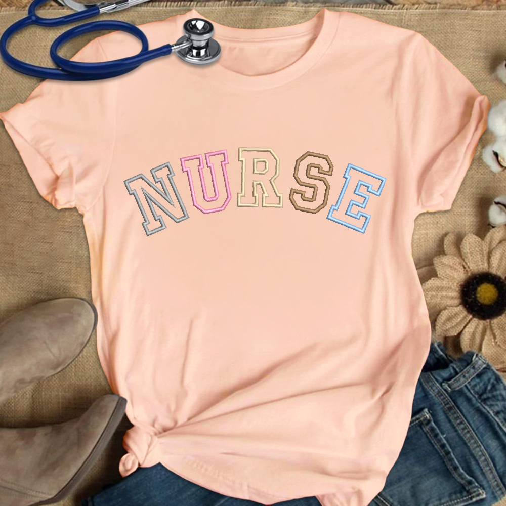 Embroidered Nurse Cotton Nurse T-shirt