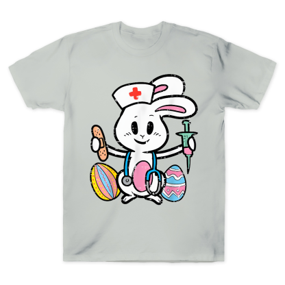 Easter Bunny Nurse Stethoscope Cute Rabbit Cotton Doctor T-shirt