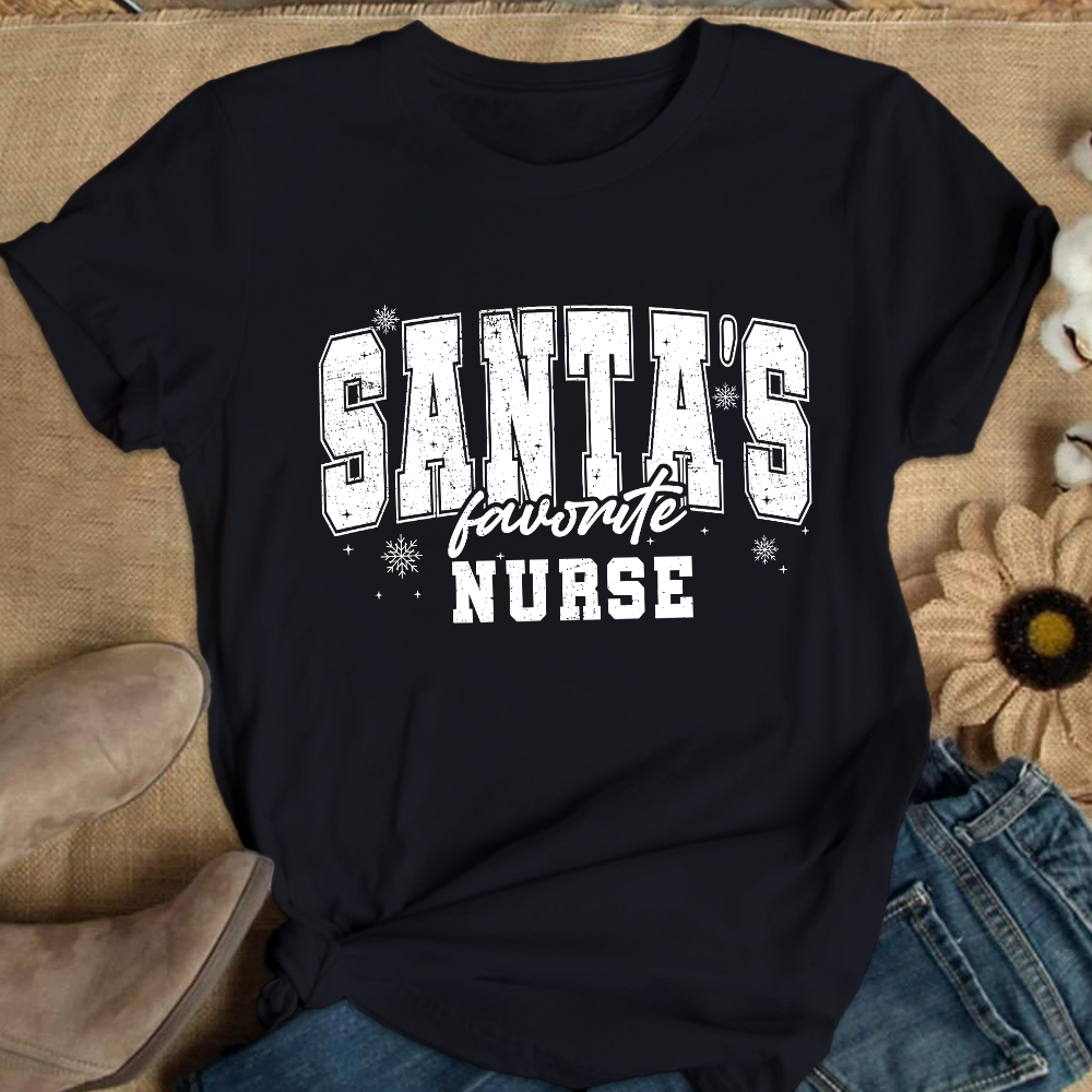 Santas's Favorite Nurse Cotton Nurse T-shirt