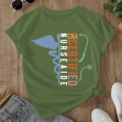 Certified Nursing Assistant Double-Sided Cotton Printed T-Shirt