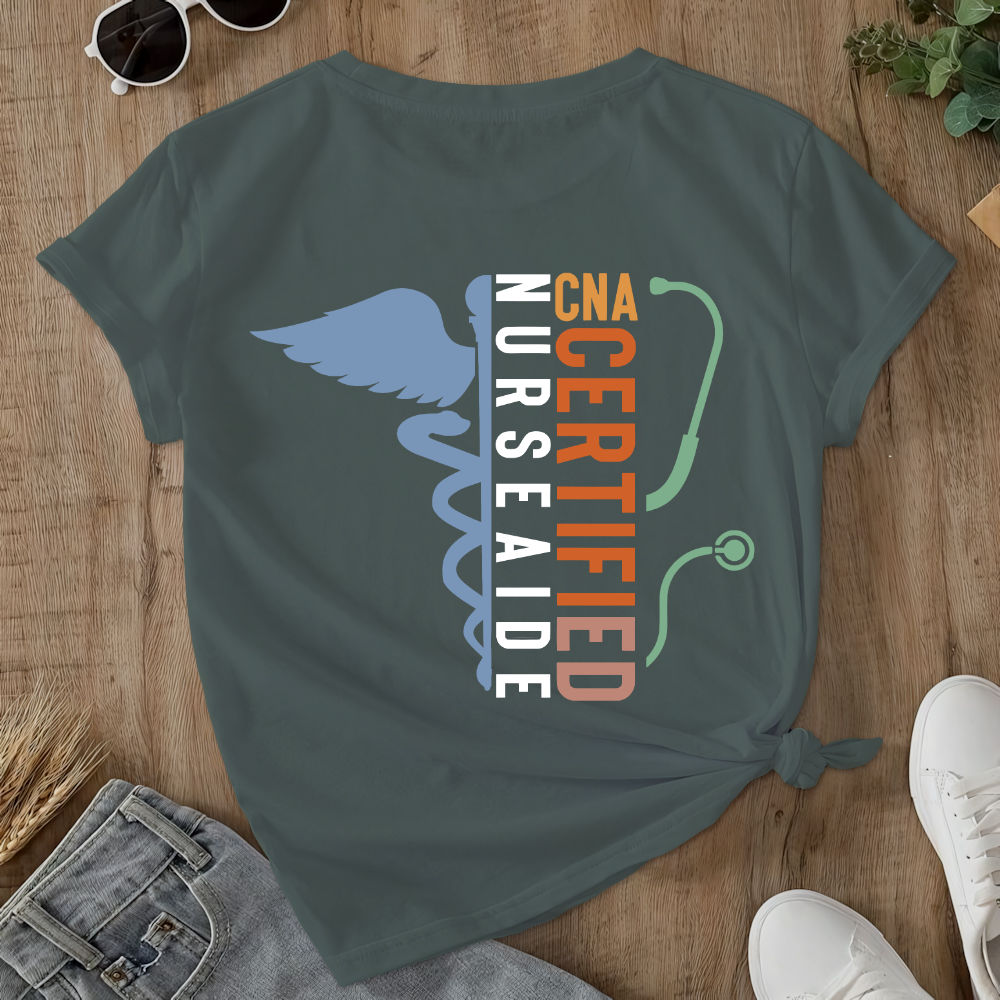 Certified Nursing Assistant Double-Sided Cotton Printed T-Shirt