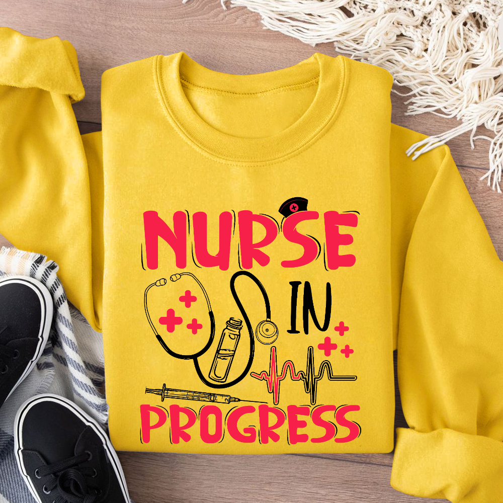 Nurse In Progress Cotton Pullover Sweatshirt