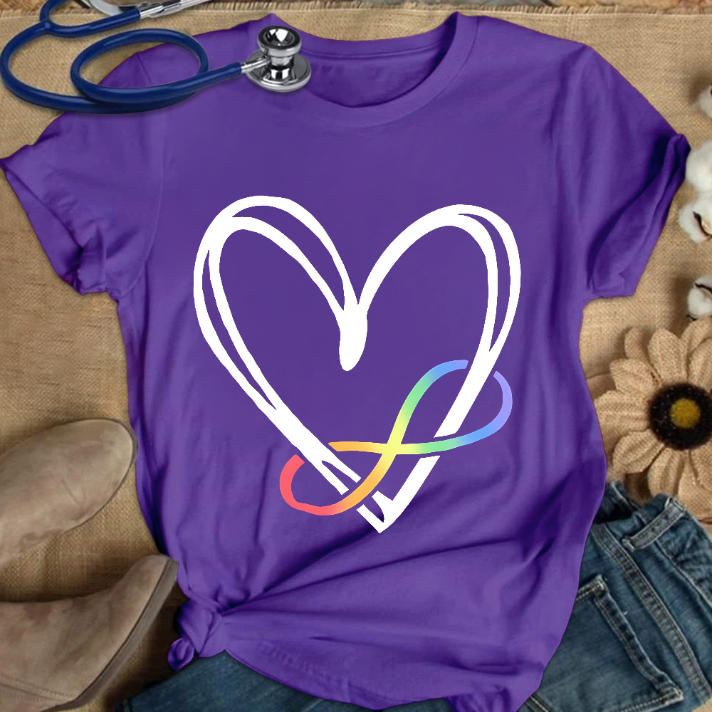 Infinity Heart Autism Awareness Love Needs No Words Cotton Nurse T-shirt