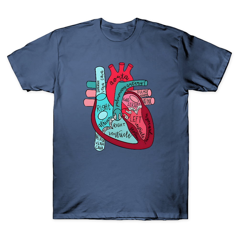 Labeled Anatomical Heart Cotton Doctor T-shirt
