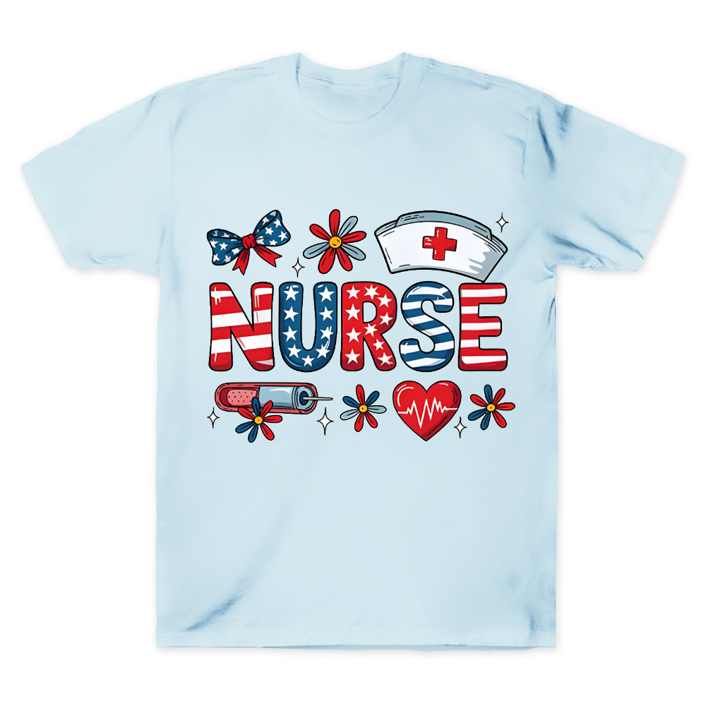 Patriotic Nurse Red White Blue Cotton Doctor T-shirt