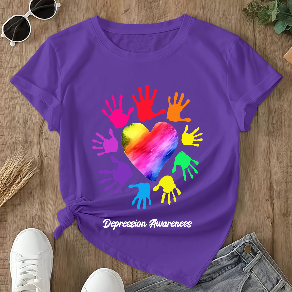 Depression Awareness Broken Crayons Still Color Double-Sided Cotton Printed T-Shirt