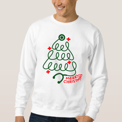 Merry Christmas Stethoscope Cotton Pullover Sweatshirt