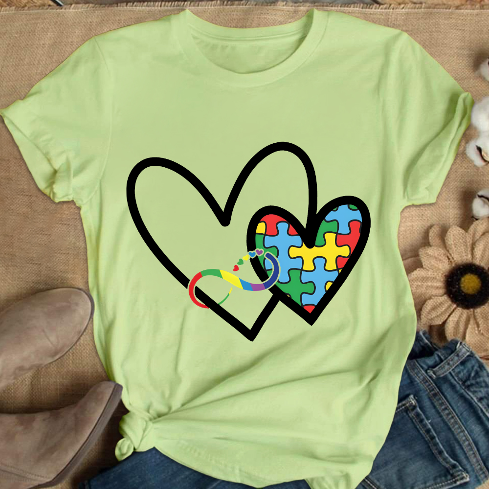 Autism Colorful Heart Cotton Nurse T-shirt