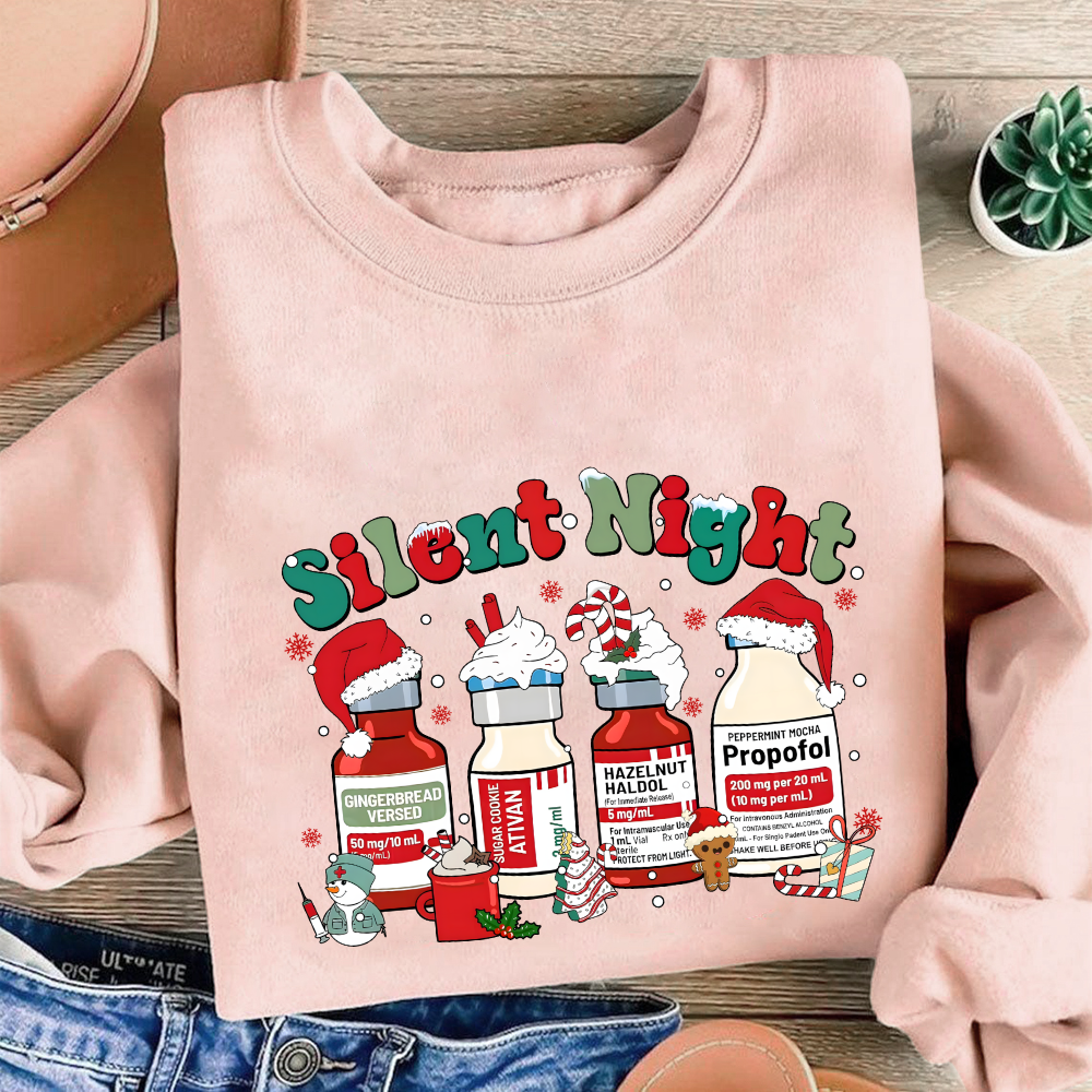 Santa's Helpers Silent Night Cotton Pullover Sweatshirt