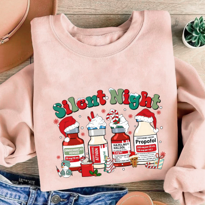 Santa's Helpers Silent Night Cotton Pullover Sweatshirt