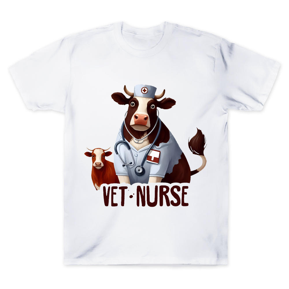 Funny Cattle Vet Nurse Cotton Doctor T-shirt