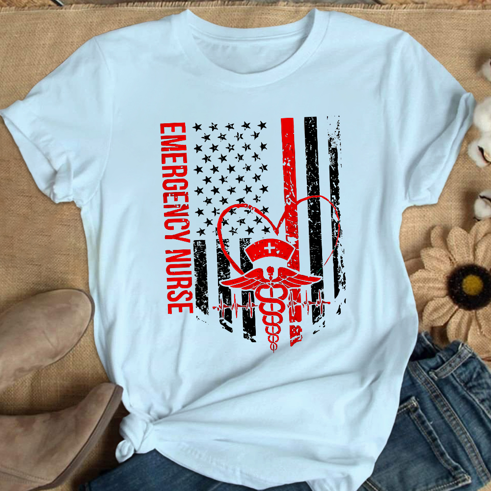 RN Nurse Flag Cotton Nurse T-shirt