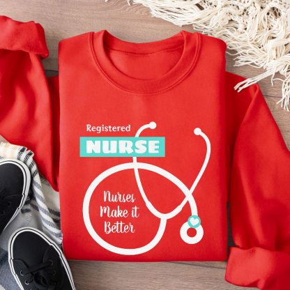 Cute RN Nursing Cotton Pullover Sweatshirt