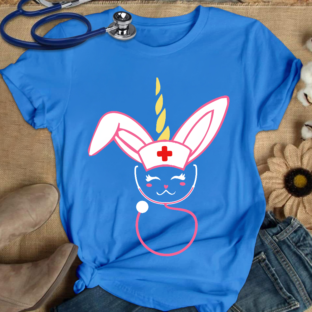 Funny Bunny Nurse Easter Cotton Nurse T-shirt