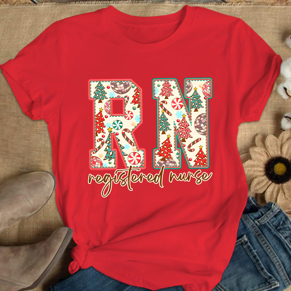 Christmas Registered Nurse Cotton Nurse T-shirt