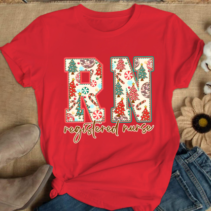 Christmas Registered Nurse Cotton Nurse T-shirt