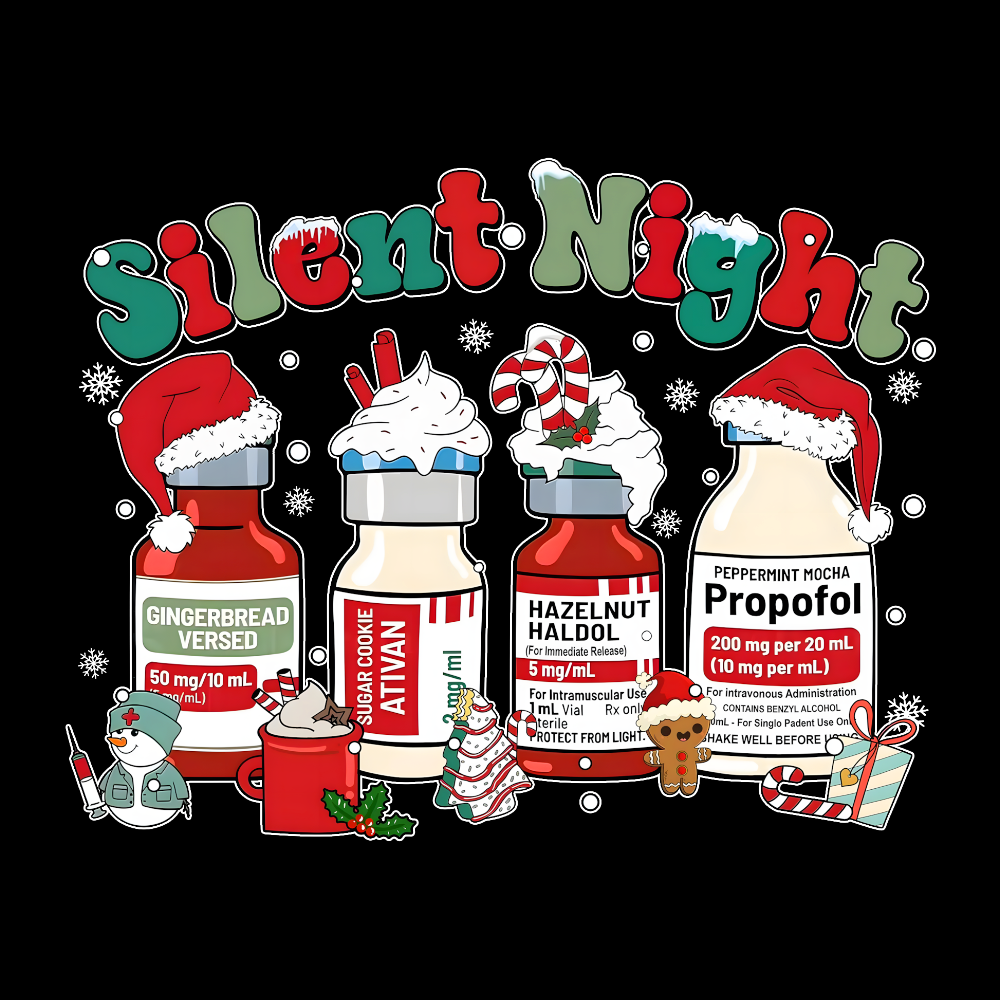 Santa's Helpers Silent Night Cotton Nurse T-shirt