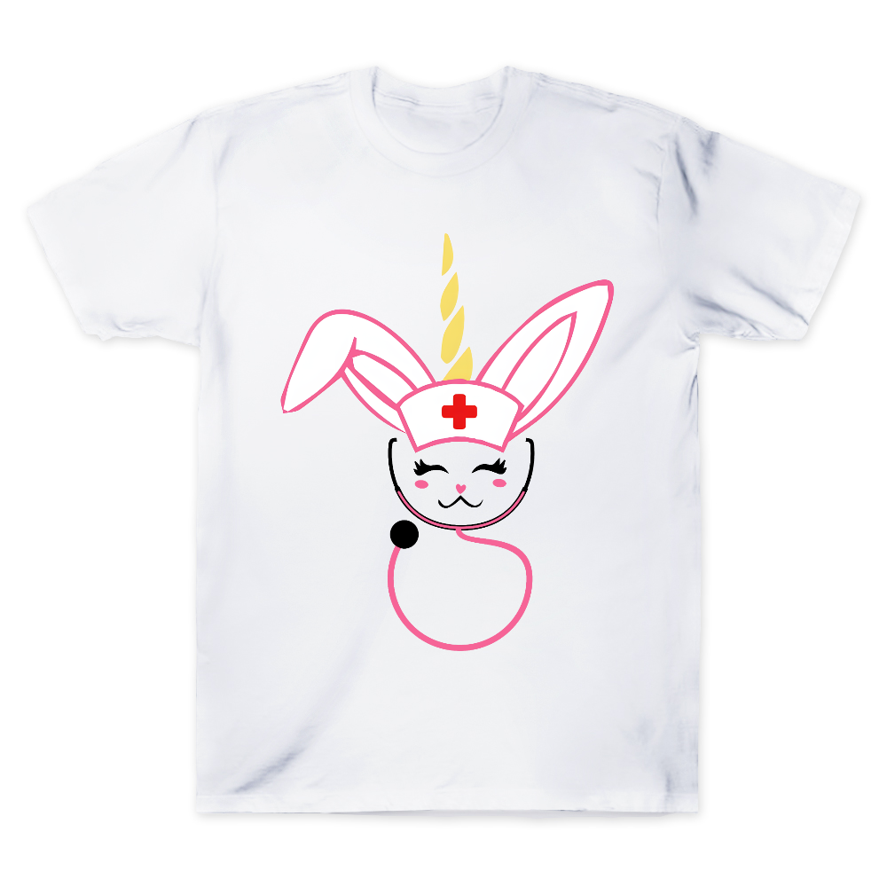 Funny Bunny Nurse Easter Cotton Doctor T-shirt