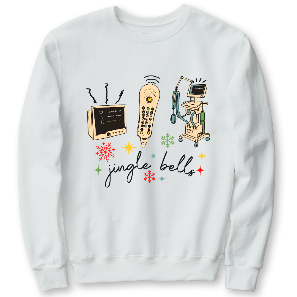 Jingle Bells ICU Nurse Xmas Cotton Pullover Sweatshirt