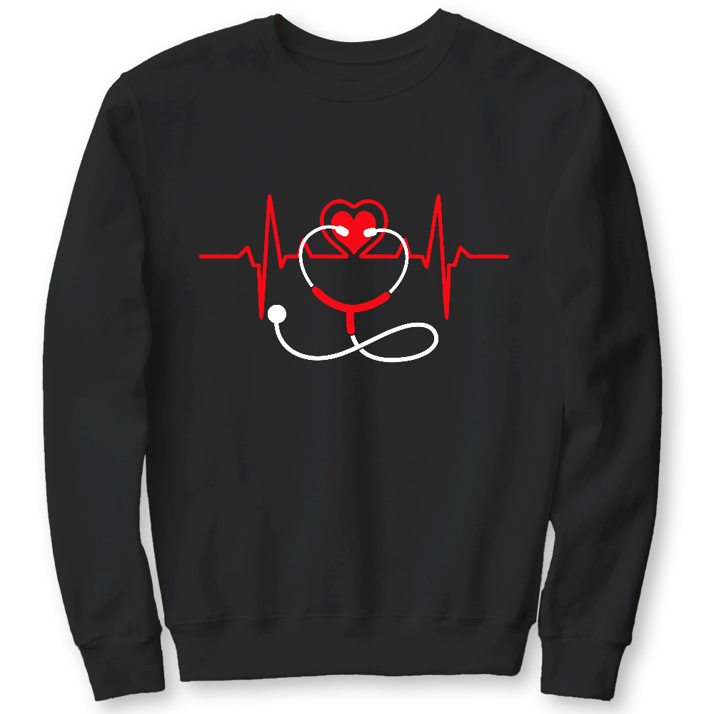 Funny Heart Beats Cotton Pullover Sweatshirt