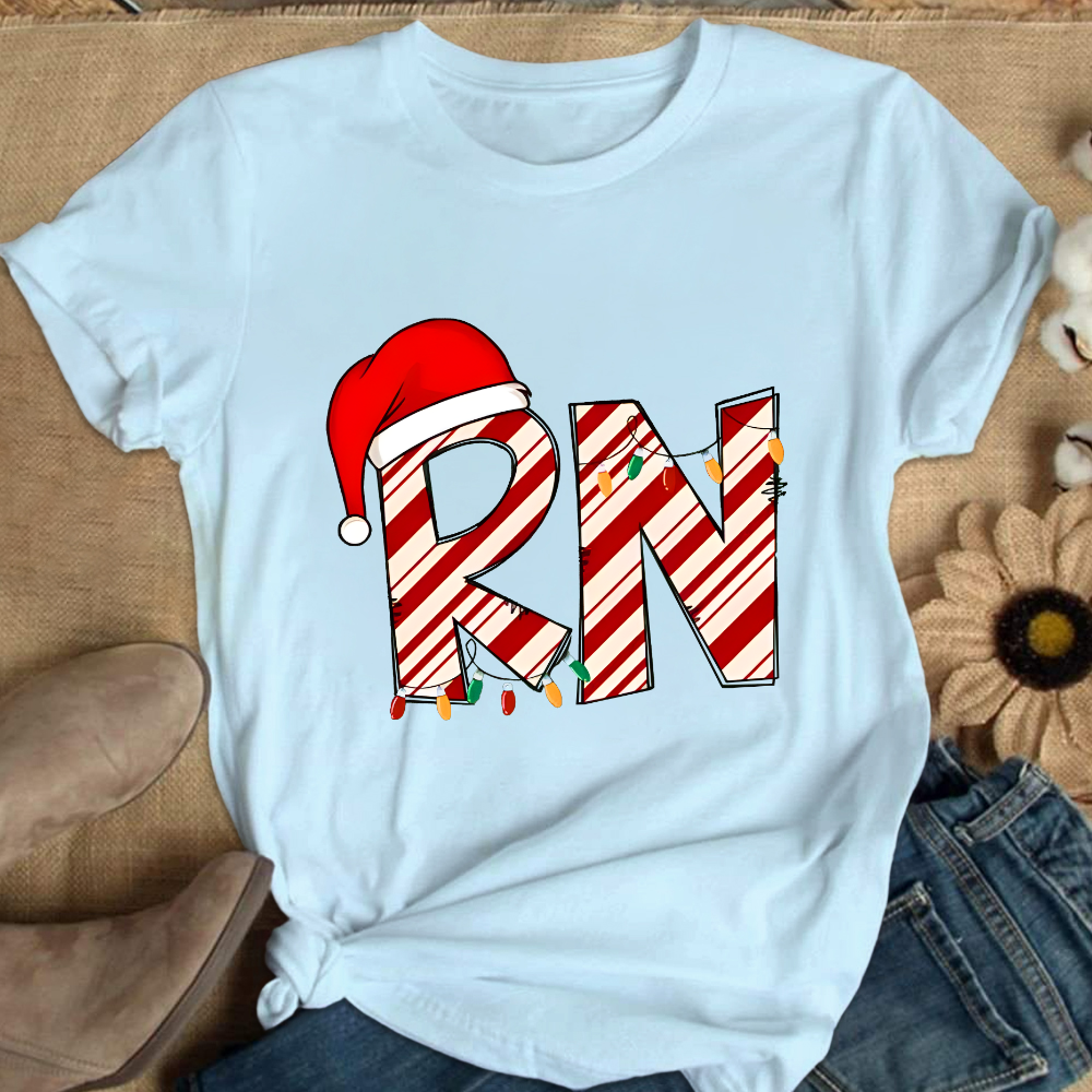 RN Registered Nurse Christmas Cotton Nurse T-shirt