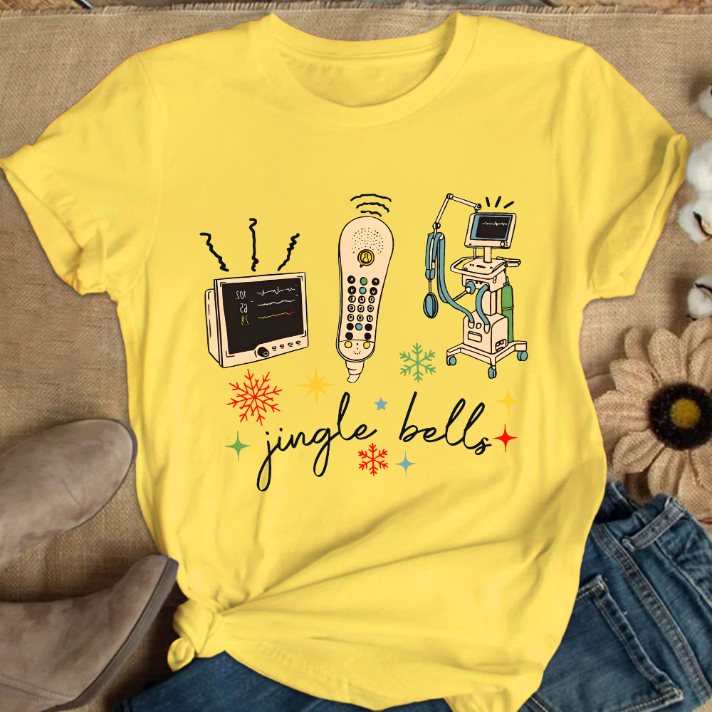 Jingle Bells ICU Nurse Xmas Cotton Nurse T-shirt