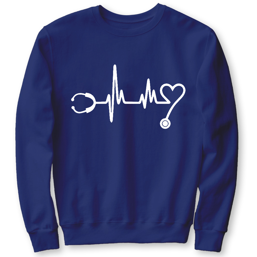 Stethoscope And Electrocardiogram Cotton Pullover Sweatshirt