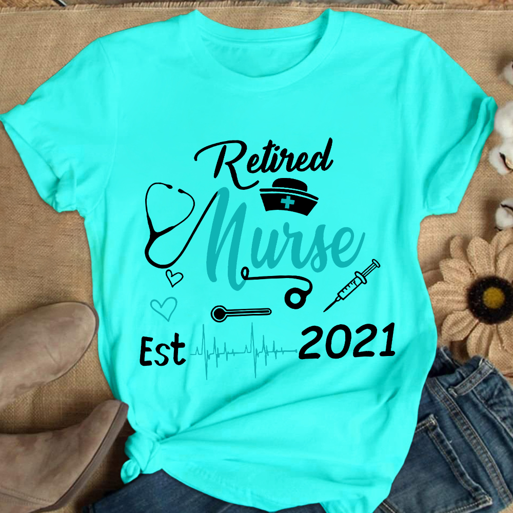 Personalized Nursing Retirement Est 2021 Cotton Nurse T-shirt