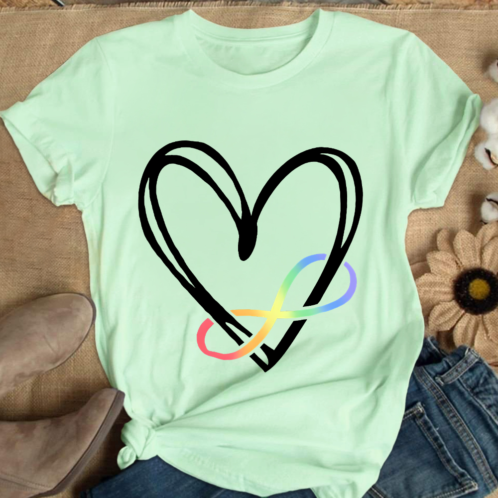 Infinity Heart Autism Awareness Love Needs No Words Cotton Nurse T-shirt