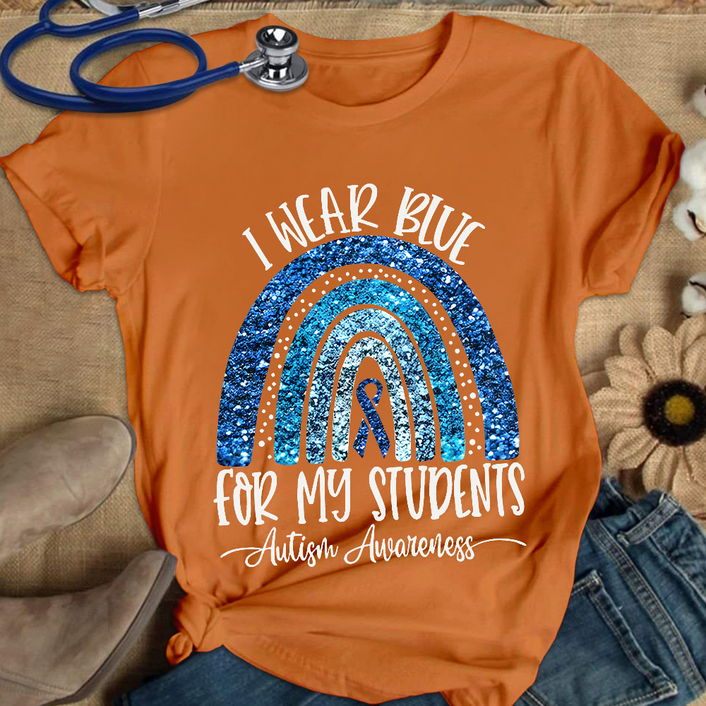I Wear Blue For My Students Autism Awareness Cotton Nurse T-shirt
