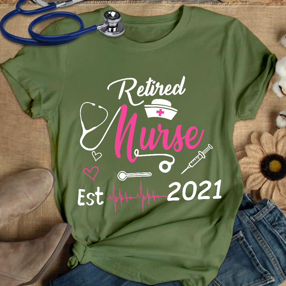 Personalized Nursing Retirement Est 2021 Cotton Nurse T-shirt