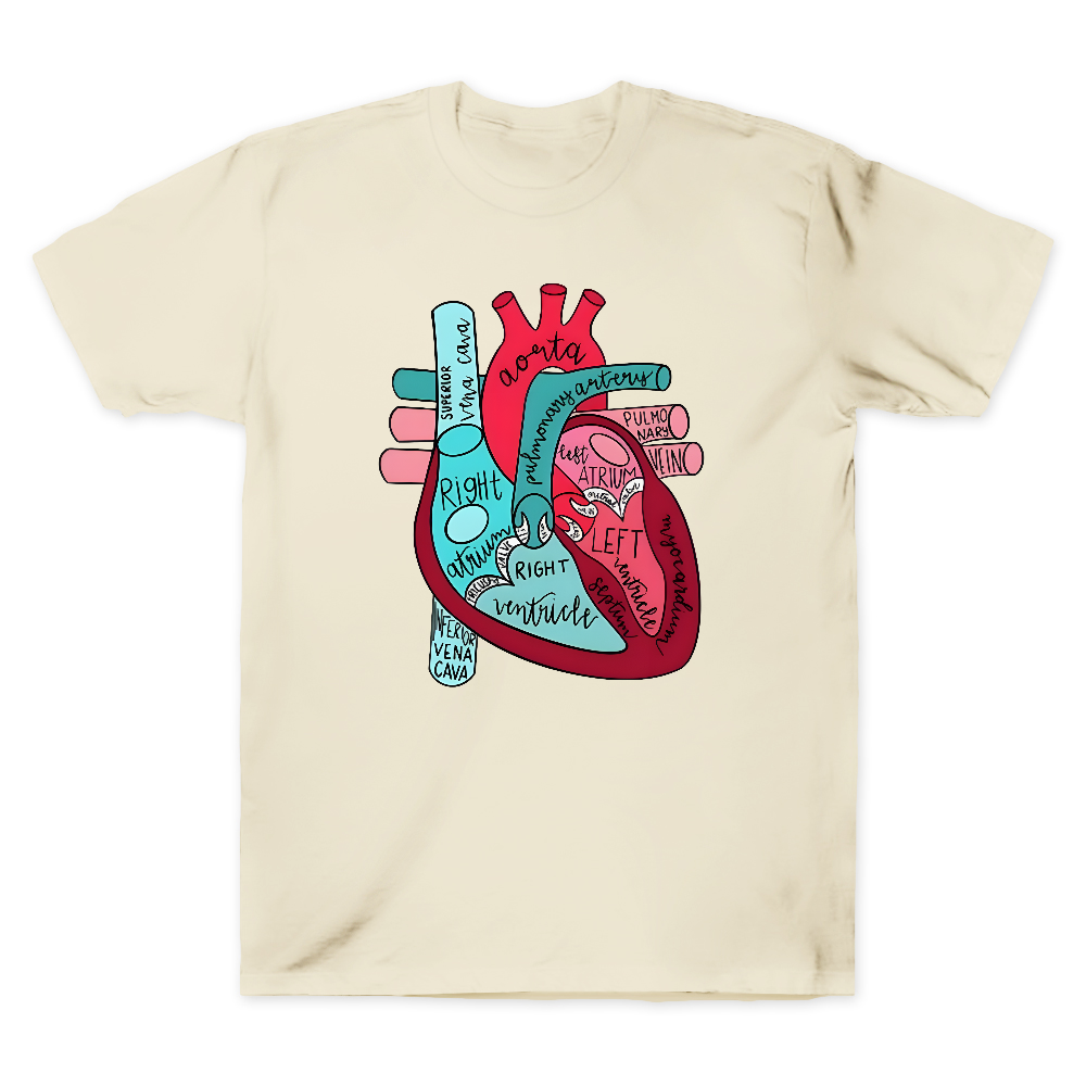Labeled Anatomical Heart Cotton Doctor T-shirt