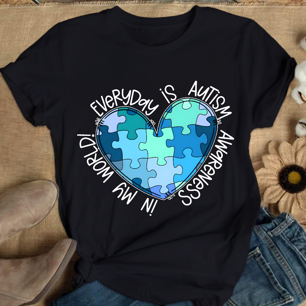 In My World Every Day Is Autism Awareness Cotton Nurse T-shirt