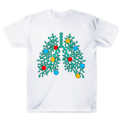 Lungs With Christmas Lights Respiratory Therapist Xmas Cotton Doctor T-shirt