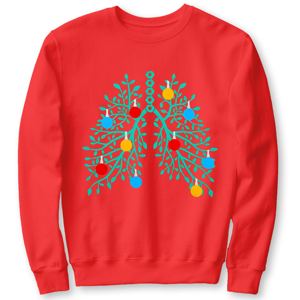 Lungs With Christmas Lights Respiratory Therapist Xmas Cotton Pullover Sweatshirt