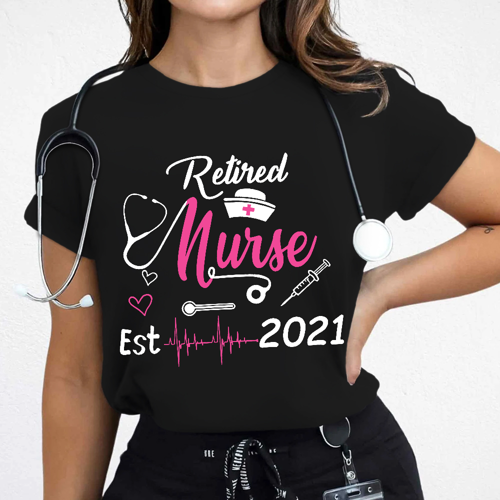 Personalized Nursing Retirement Est 2021 Cotton Nurse T-shirt