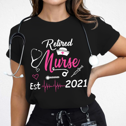Personalized Nursing Retirement Est 2021 Cotton Nurse T-shirt