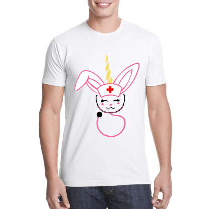 Funny Bunny Nurse Easter Cotton Doctor T-shirt